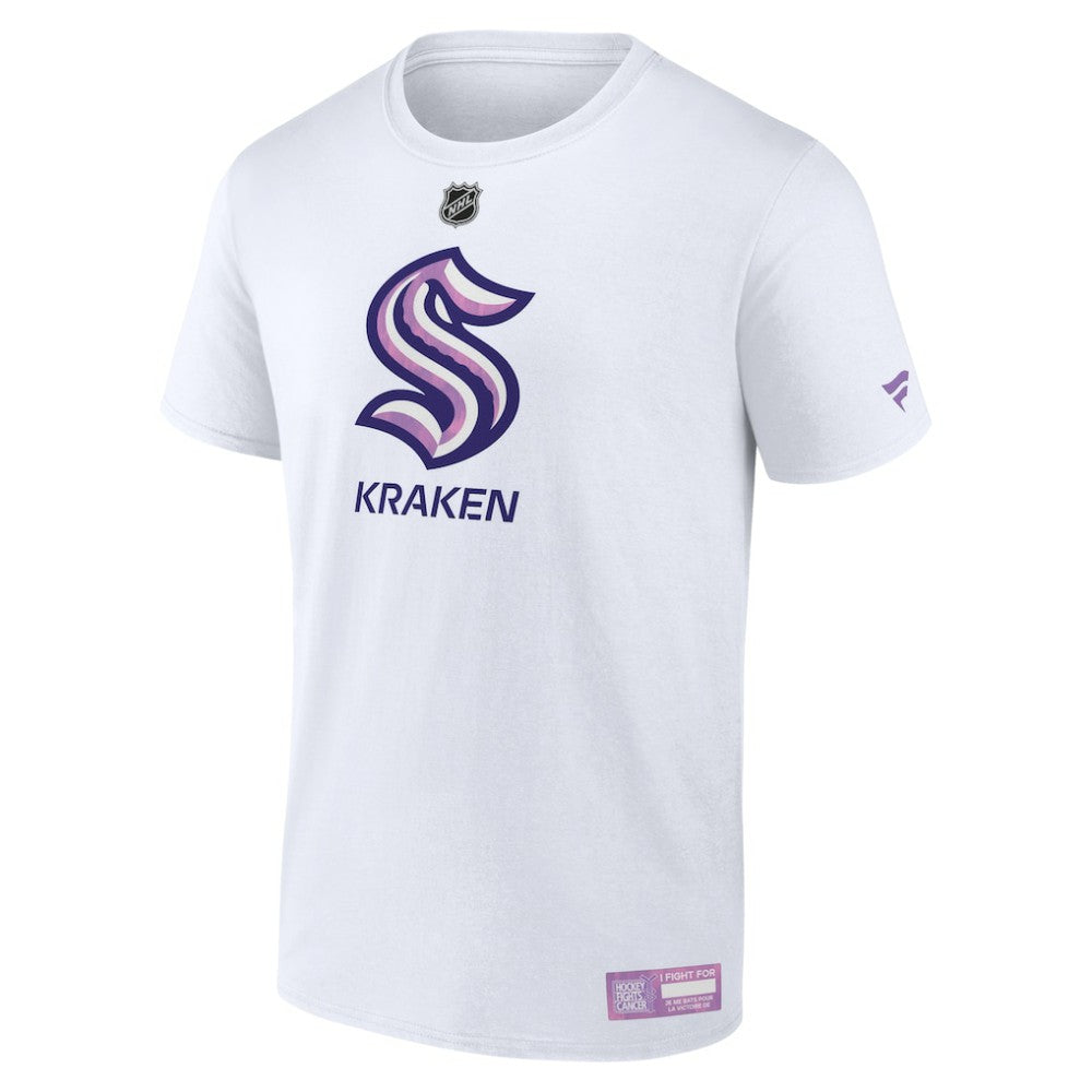 NHL White Seattle Kraken Fanatics 2024 Hockey Fights Cancer T-Shirt