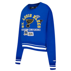 NHL Blue St. Louis Blues Pro Standard Women's Area Code Cropped Pullover Sweatshirt