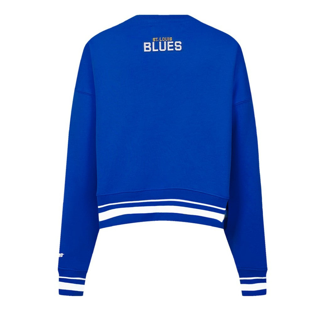 NHL Blue St. Louis Blues Pro Standard Women's Area Code Cropped Pullover Sweatshirt