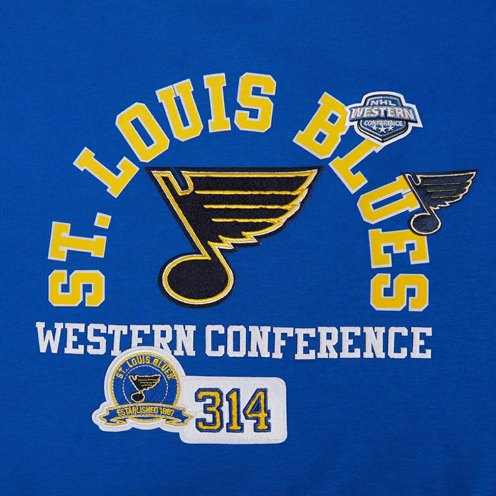 NHL Blue St. Louis Blues Pro Standard Women's Area Code Cropped Pullover Sweatshirt