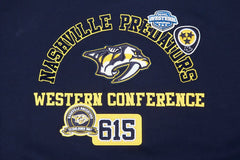 NHL Navy Nashville Predators Pro Standard Women's Area Code Cropped Pullover Sweatshirt