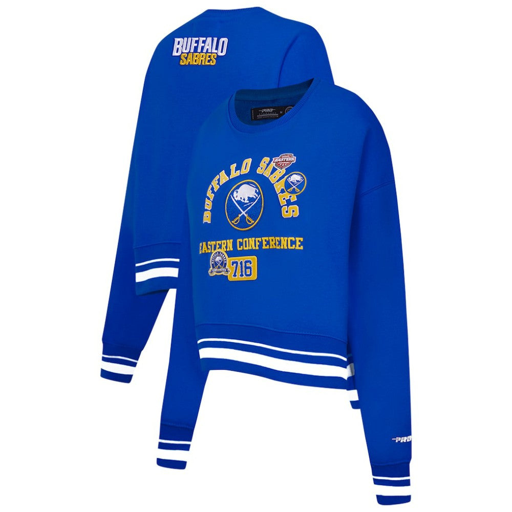 NHL Royal Buffalo Sabres Pro Standard Women's Area Code Cropped Pullover Sweatshirt