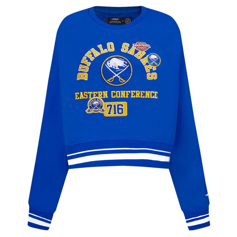 NHL Royal Buffalo Sabres Pro Standard Women's Area Code Cropped Pullover Sweatshirt