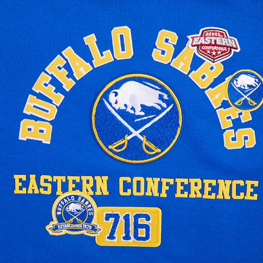 NHL Royal Buffalo Sabres Pro Standard Women's Area Code Cropped Pullover Sweatshirt