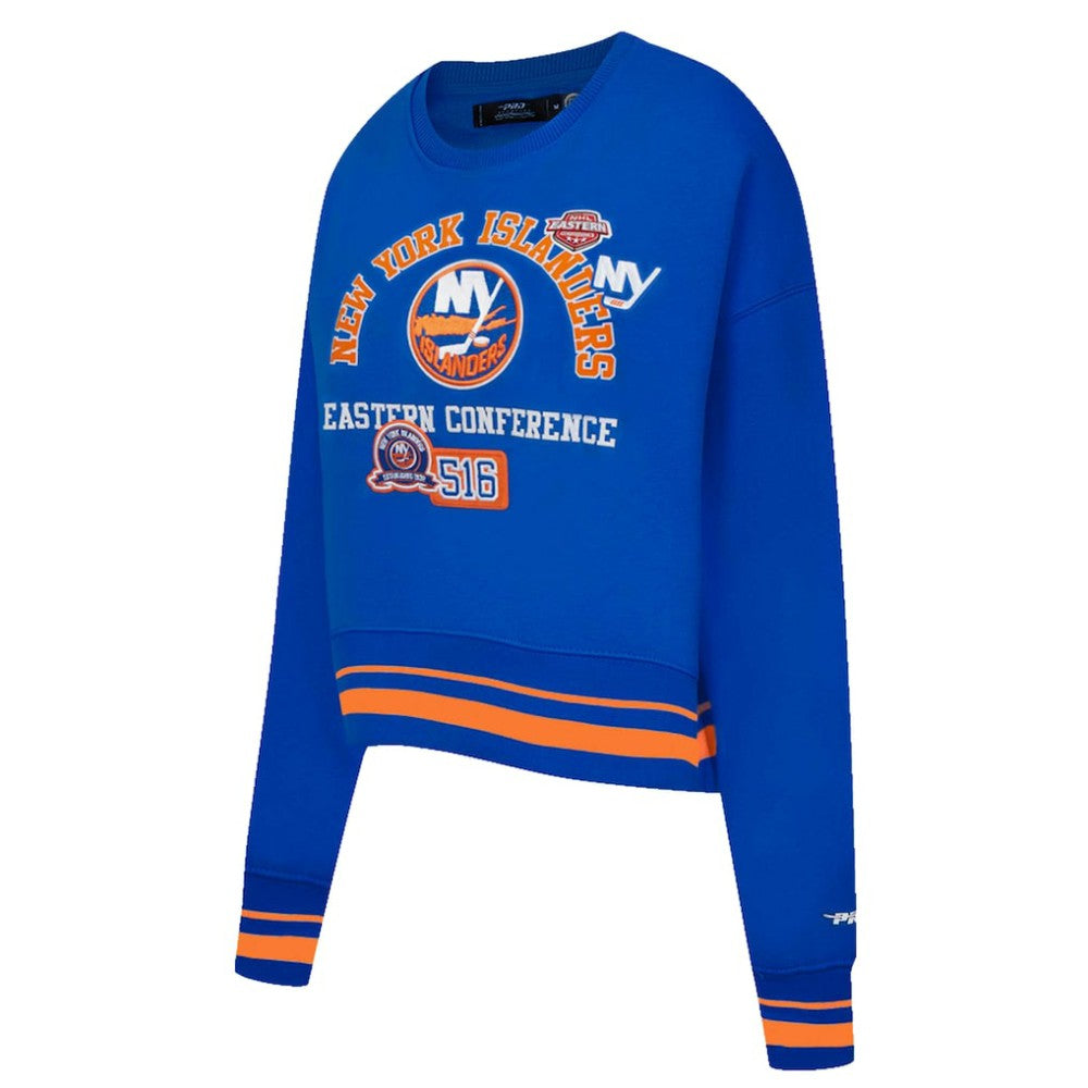 NHL Royal New York Islanders Pro Standard Women's Area Code Cropped Pullover Sweatshirt