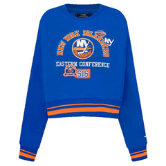NHL Royal New York Islanders Pro Standard Women's Area Code Cropped Pullover Sweatshirt