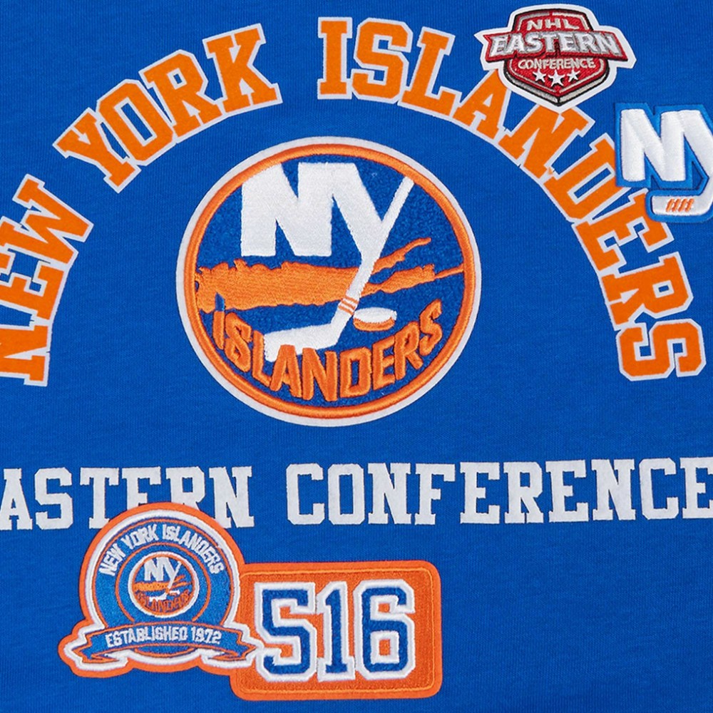 NHL Royal New York Islanders Pro Standard Women's Area Code Cropped Pullover Sweatshirt