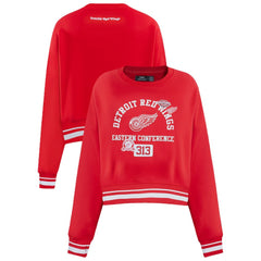 NHL Red Detroit Red Wings Pro Standard Women's Area Code Cropped Pullover Sweatshirt