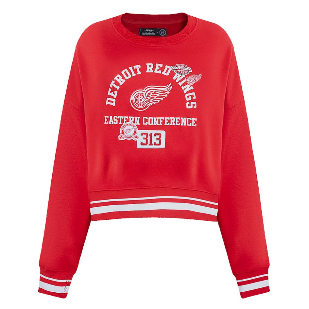 NHL Red Detroit Red Wings Pro Standard Women's Area Code Cropped Pullover Sweatshirt