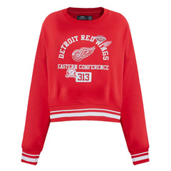 NHL Red Detroit Red Wings Pro Standard Women's Area Code Cropped Pullover Sweatshirt