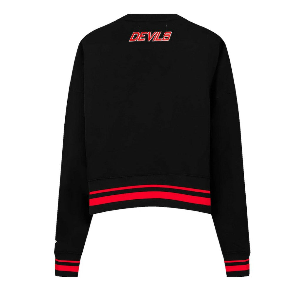 NHL Black New Jersey Devils Pro Standard Women's Area Code Cropped Pullover Sweatshirt