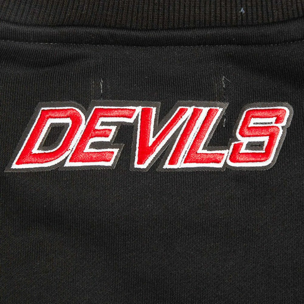 NHL Black New Jersey Devils Pro Standard Women's Area Code Cropped Pullover Sweatshirt