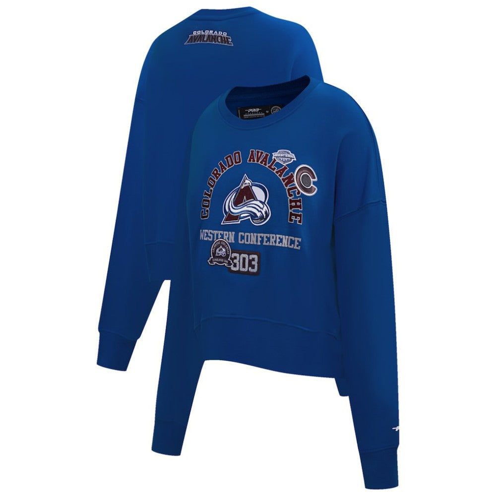 NHL Blue Colorado Avalanche Pro Standard Women's Area Code Cropped Pullover Sweatshirt