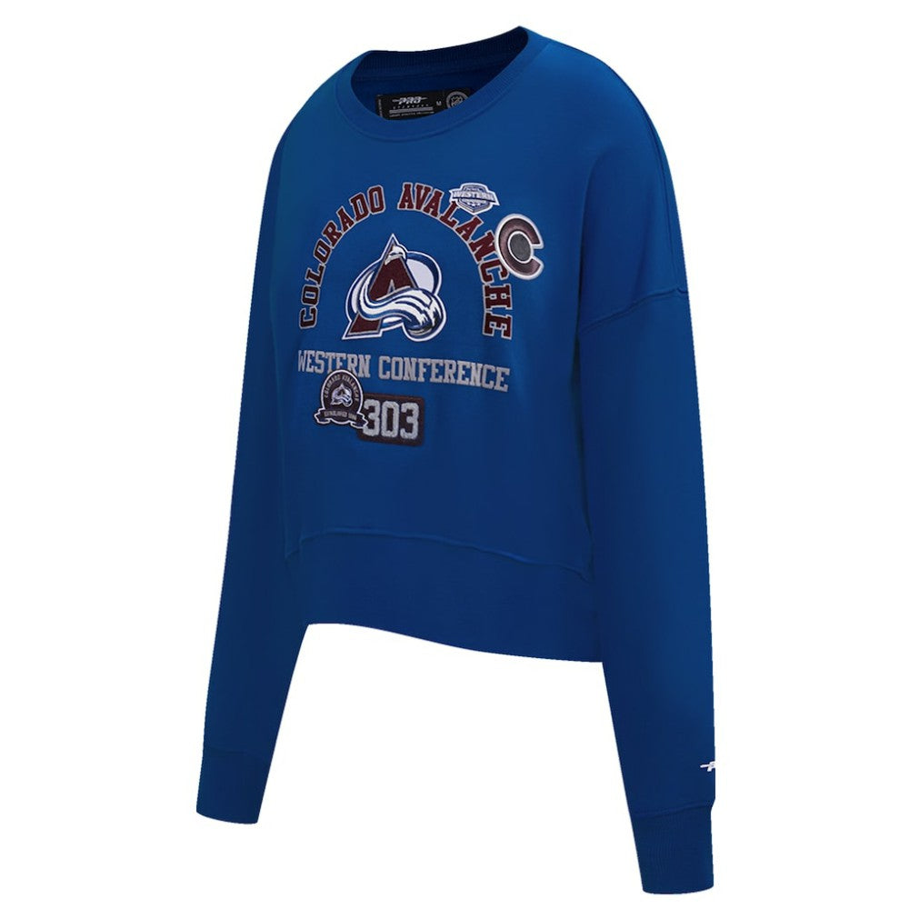 NHL Blue Colorado Avalanche Pro Standard Women's Area Code Cropped Pullover Sweatshirt