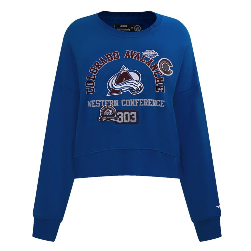 NHL Blue Colorado Avalanche Pro Standard Women's Area Code Cropped Pullover Sweatshirt