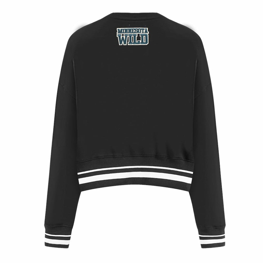 NHL Black Minnesota Wild Pro Standard Women's Area Code Cropped Pullover Sweatshirt