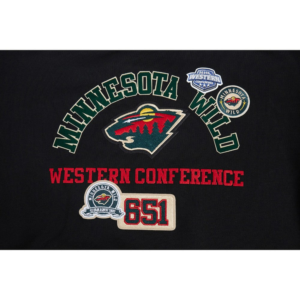 NHL Black Minnesota Wild Pro Standard Women's Area Code Cropped Pullover Sweatshirt