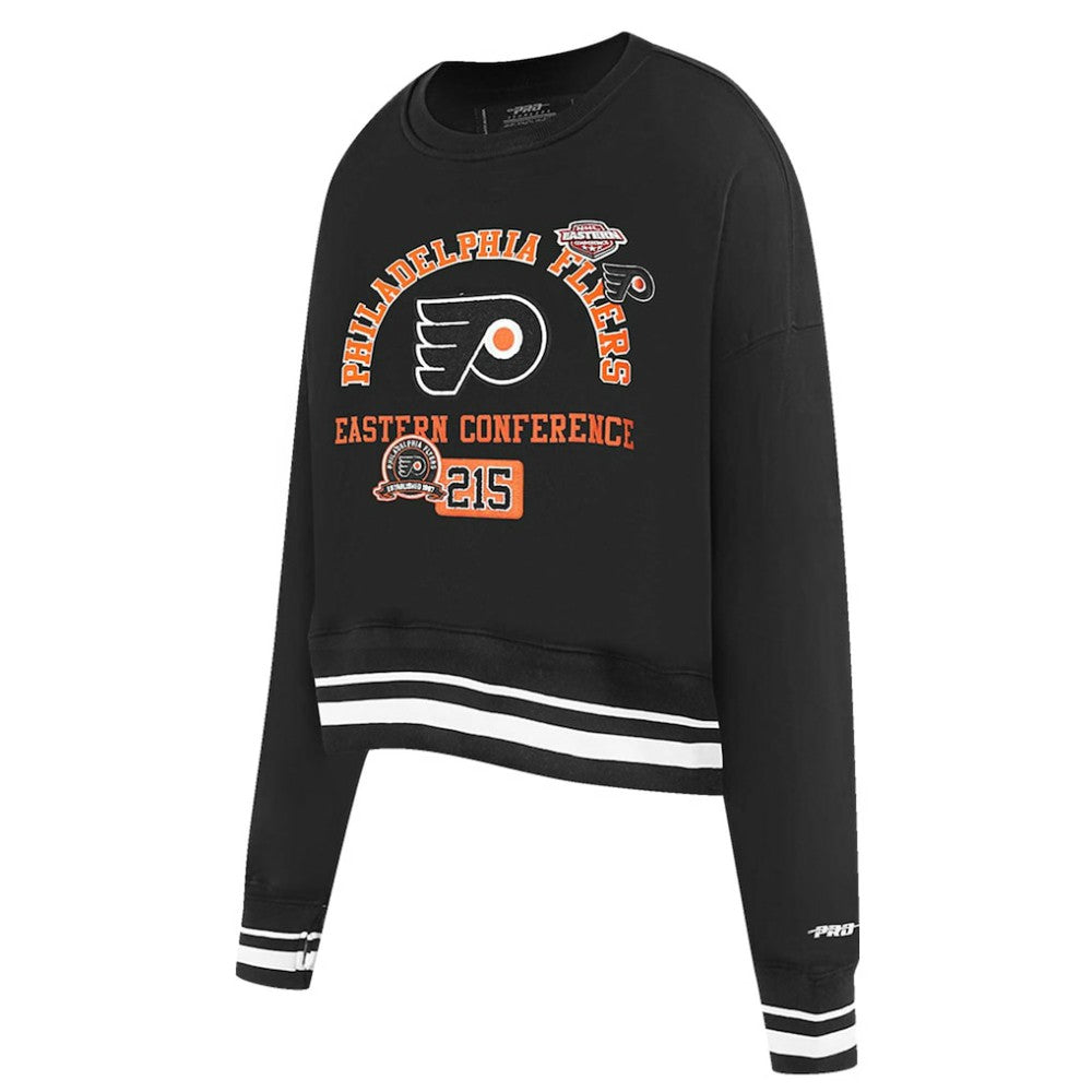 NHL Black Philadelphia Flyers Pro Standard Women's Area Code Cropped Pullover Sweatshirt