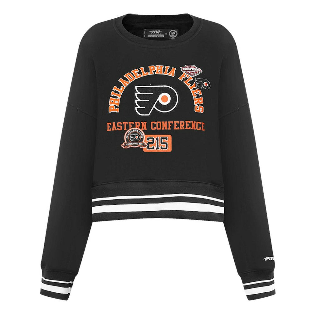 NHL Black Philadelphia Flyers Pro Standard Women's Area Code Cropped Pullover Sweatshirt