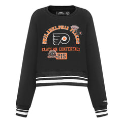 NHL Black Philadelphia Flyers Pro Standard Women's Area Code Cropped Pullover Sweatshirt