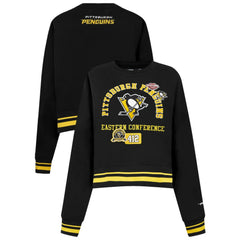 NHL Black Pittsburgh Penguins Pro Standard Women's Area Code Cropped Pullover Sweatshirt