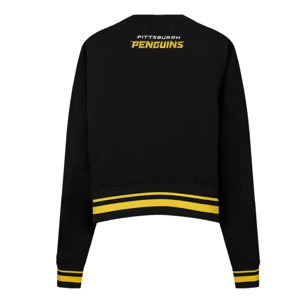 NHL Black Pittsburgh Penguins Pro Standard Women's Area Code Cropped Pullover Sweatshirt