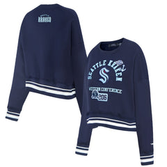 NHL Deep Sea Blue Seattle Kraken Pro Standard Women's Area Code Cropped Pullover Sweatshirt