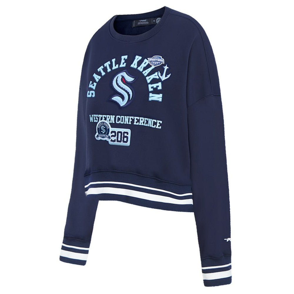 NHL Deep Sea Blue Seattle Kraken Pro Standard Women's Area Code Cropped Pullover Sweatshirt