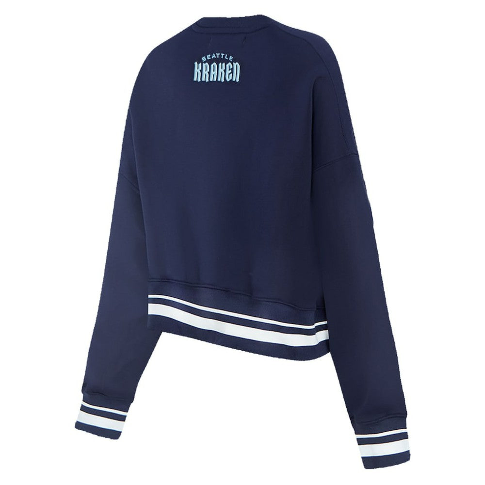NHL Deep Sea Blue Seattle Kraken Pro Standard Women's Area Code Cropped Pullover Sweatshirt