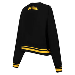 NHL Black Boston Bruins Pro Standard Women's Area Code Cropped Pullover Sweatshirt