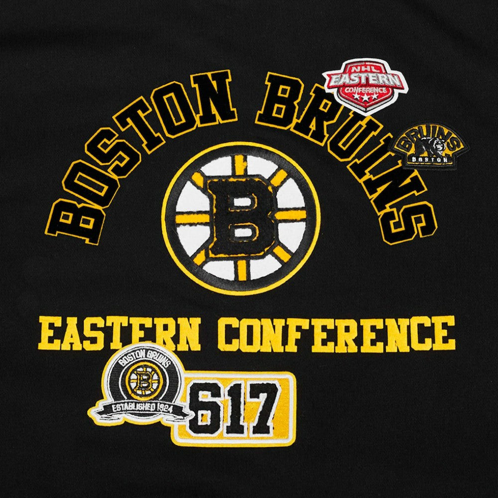 NHL Black Boston Bruins Pro Standard Women's Area Code Cropped Pullover Sweatshirt