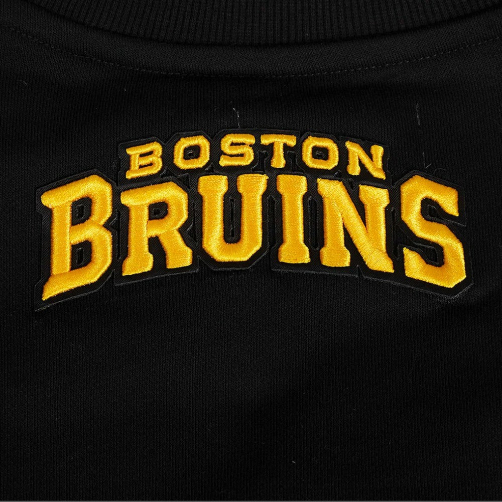 NHL Black Boston Bruins Pro Standard Women's Area Code Cropped Pullover Sweatshirt