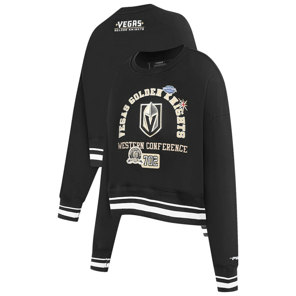 NHL Black Vegas Golden Knights Pro Standard Women's Area Code Cropped Pullover Sweatshirt