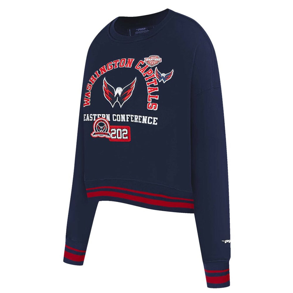 NHL Navy Washington Capitals Pro Standard Women's Area Code Cropped Pullover Sweatshirt