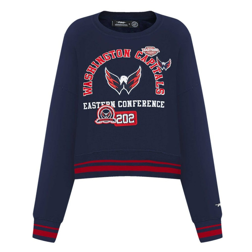 NHL Navy Washington Capitals Pro Standard Women's Area Code Cropped Pullover Sweatshirt