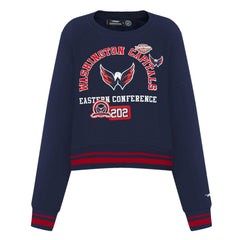 NHL Navy Washington Capitals Pro Standard Women's Area Code Cropped Pullover Sweatshirt
