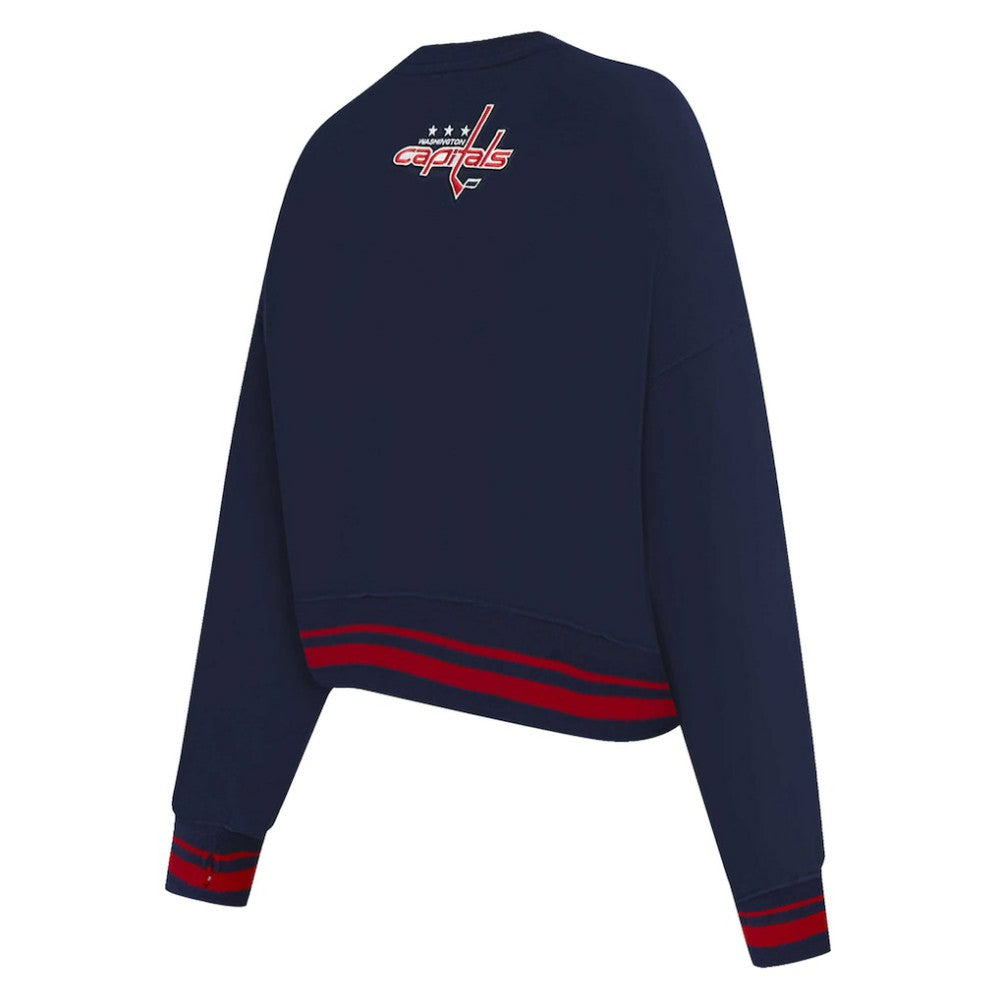 NHL Navy Washington Capitals Pro Standard Women's Area Code Cropped Pullover Sweatshirt