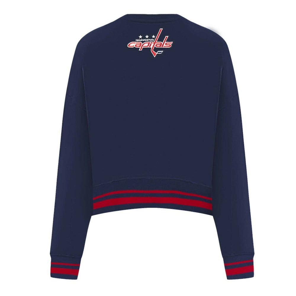 NHL Navy Washington Capitals Pro Standard Women's Area Code Cropped Pullover Sweatshirt