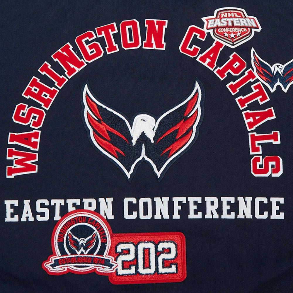 NHL Navy Washington Capitals Pro Standard Women's Area Code Cropped Pullover Sweatshirt