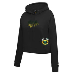 NHL Black Chicago Blackhawks Pro Standard Women's Jewels Cropped Pullover Hoodie