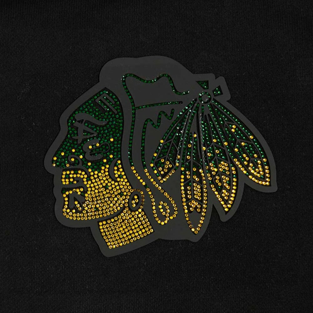 NHL Black Chicago Blackhawks Pro Standard Women's Jewels Cropped Pullover Hoodie