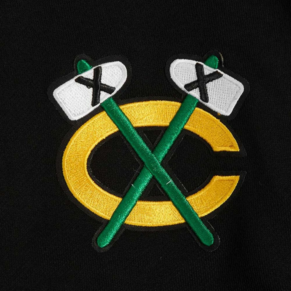 NHL Black Chicago Blackhawks Pro Standard Women's Jewels Cropped Pullover Hoodie