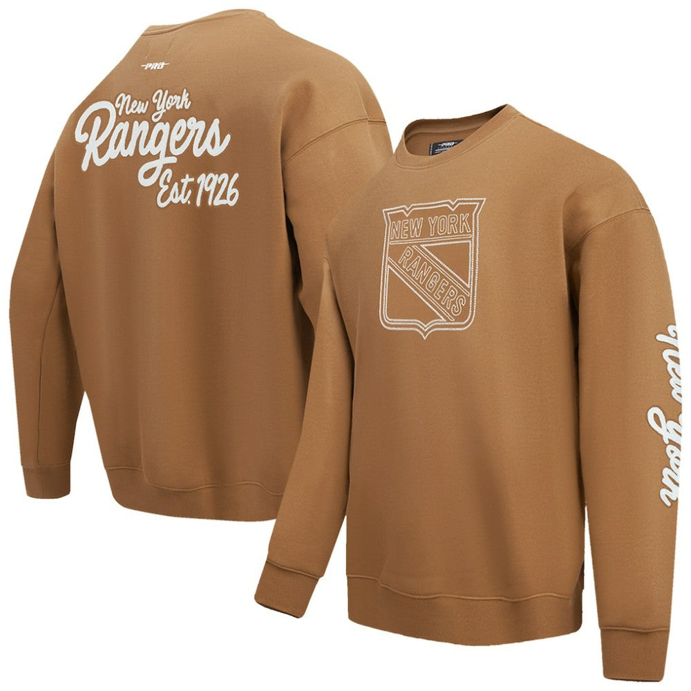 NHL Brown New York Rangers Pro Standard Paint the City Pullover Sweatshirt
