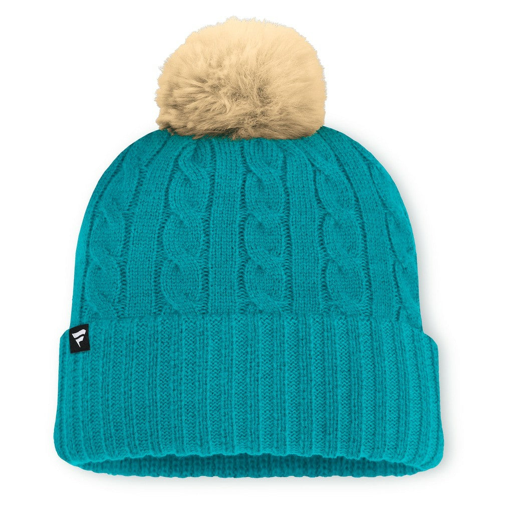 Women's Cable Knit Cuffed Hat with Pom - Miami Dolphins