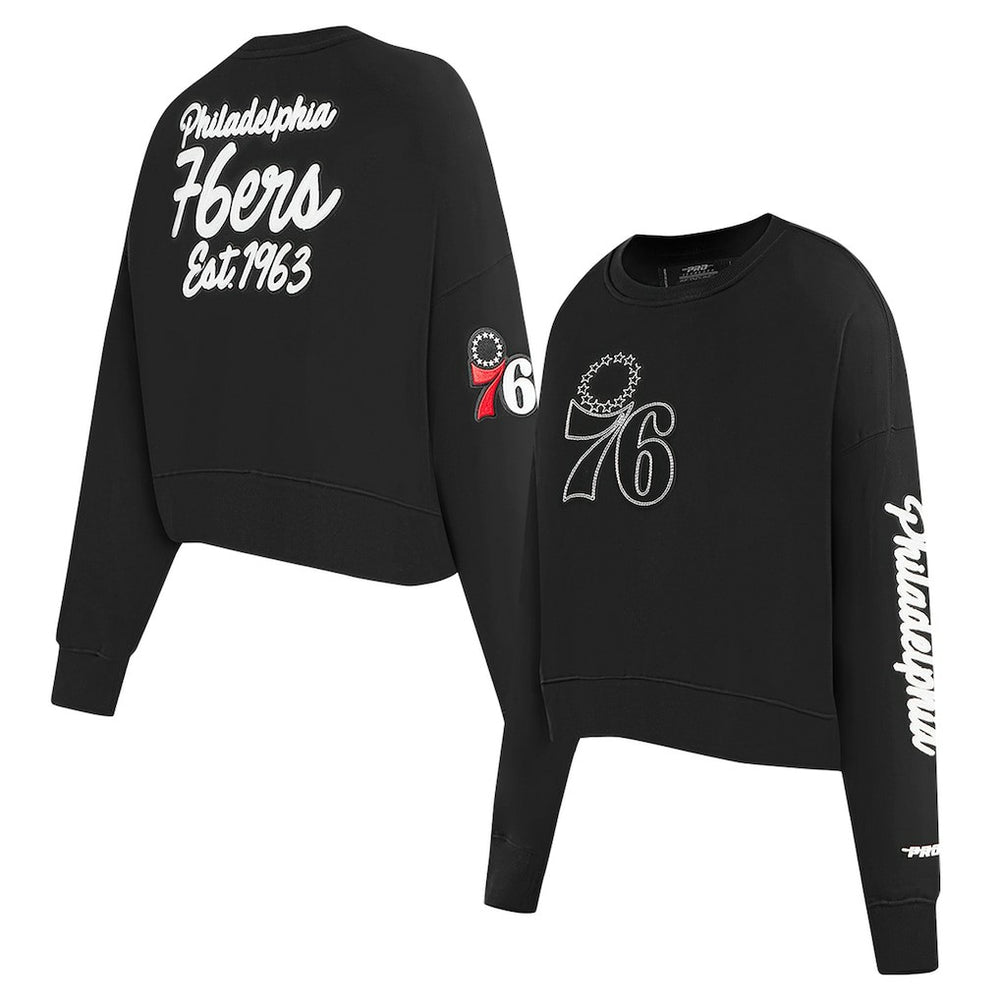 NBA Philadelphia 76ers Pro Standard Women's Paint The City Cropped Pullover Sweatshirt