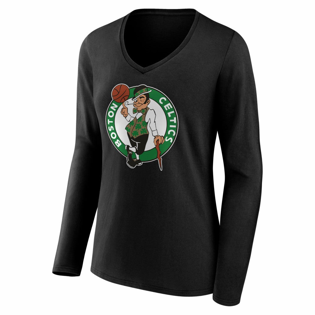 NBA Boston Celtics Women's Primary Logo Long Sleeve V-Neck T-Shirt