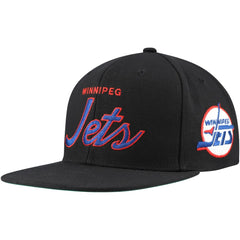 NHL Black Winnipeg Jets Mitchell & Ness Core Team Script 2.0 Snapback Hat