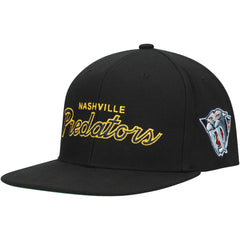 NHL Black Nashville Predators Mitchell & Ness Core Team Script 2.0 Snapback Hat