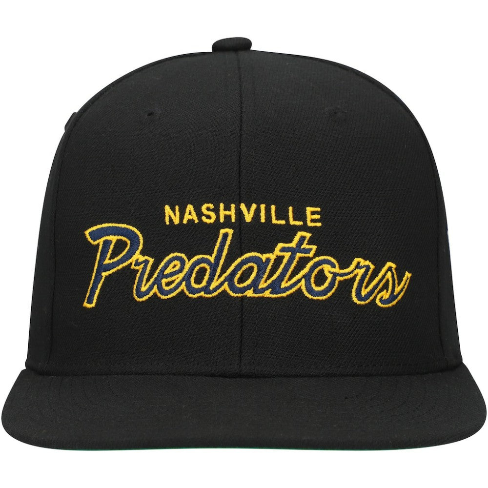NHL Black Nashville Predators Mitchell & Ness Core Team Script 2.0 Snapback Hat