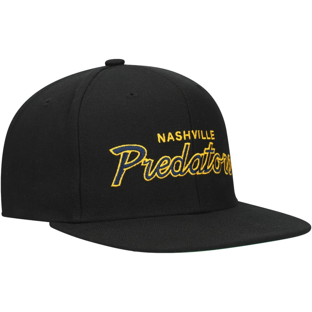 NHL Black Nashville Predators Mitchell & Ness Core Team Script 2.0 Snapback Hat